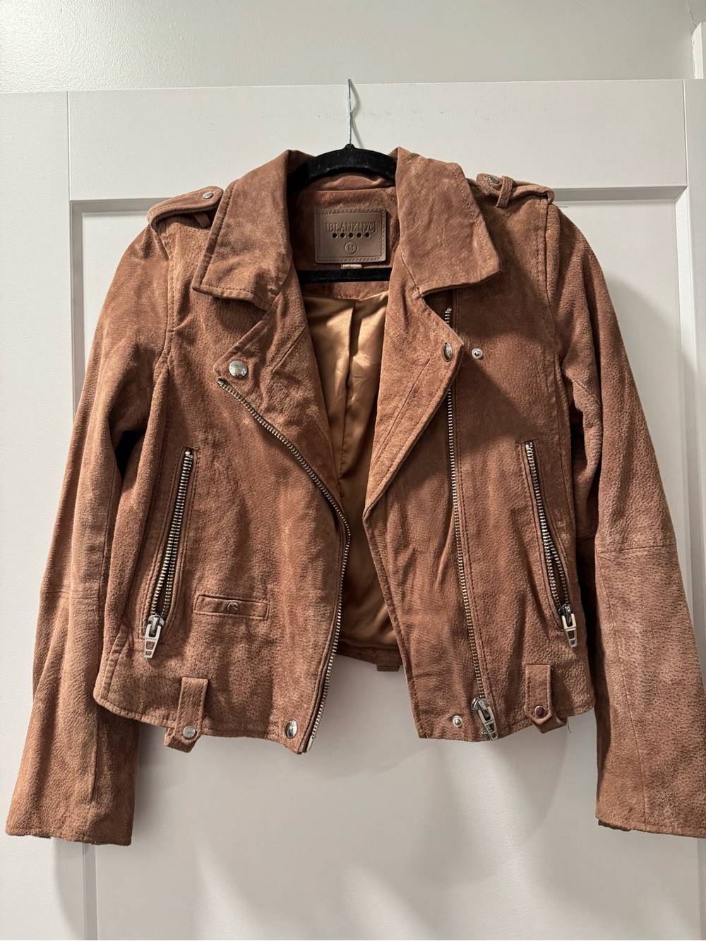 Blank NYC Suede Moto Jacket in Chestnut